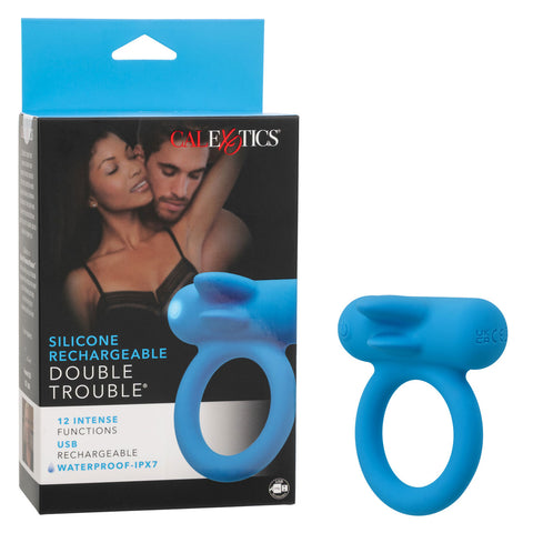 Silicone Rechargeable Double Trouble – Rechargeable Couples Vibrator > Cock Ring > Vibrating