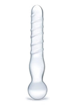 Glas 8 Inch Joystick Clear Glass Dildo Spiral and Bulbous Ends Hypoallergenic Sex Toy > Glass > Dildos
