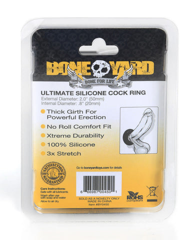Boneyard Ultimate Silicone Cock Ring Black 20mm Internal Diameter > Cock Ring > Single