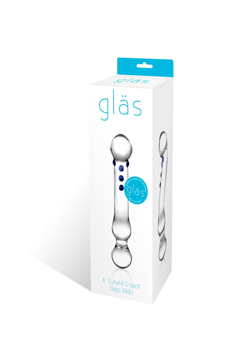 Glas 6 Inch Textured Clear Glass G-Spot Dildo with Blue Accents Default Title > Glass > Dildos