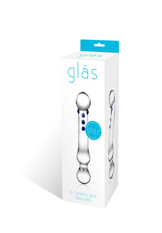 Glas 6 Inch Textured Clear Glass G-Spot Dildo with Blue Accents Default Title > Glass > Dildos