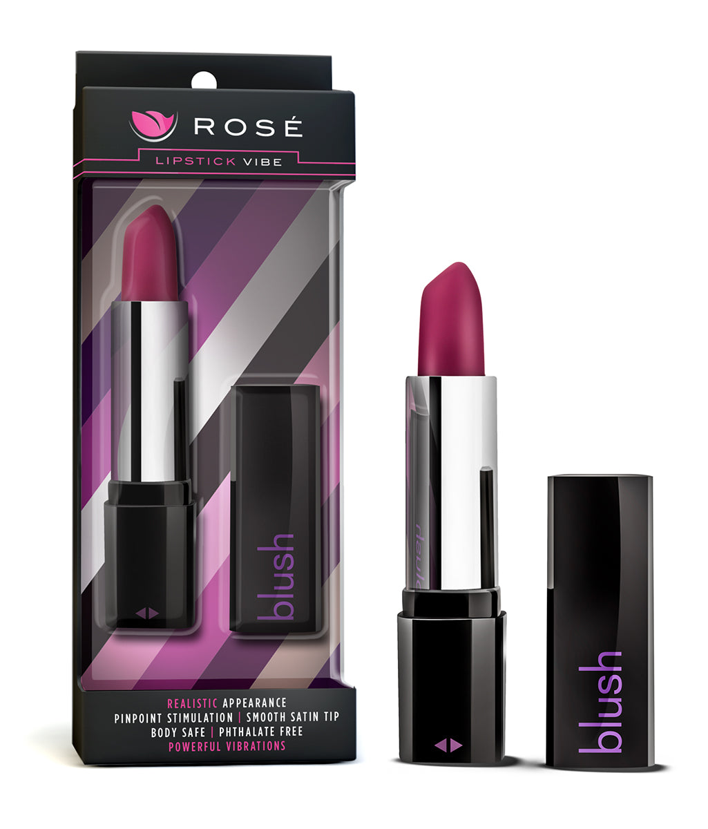 Rose Lipstick Vibe Black 4 Inch Compact Pleasure Toy Black BULLETS