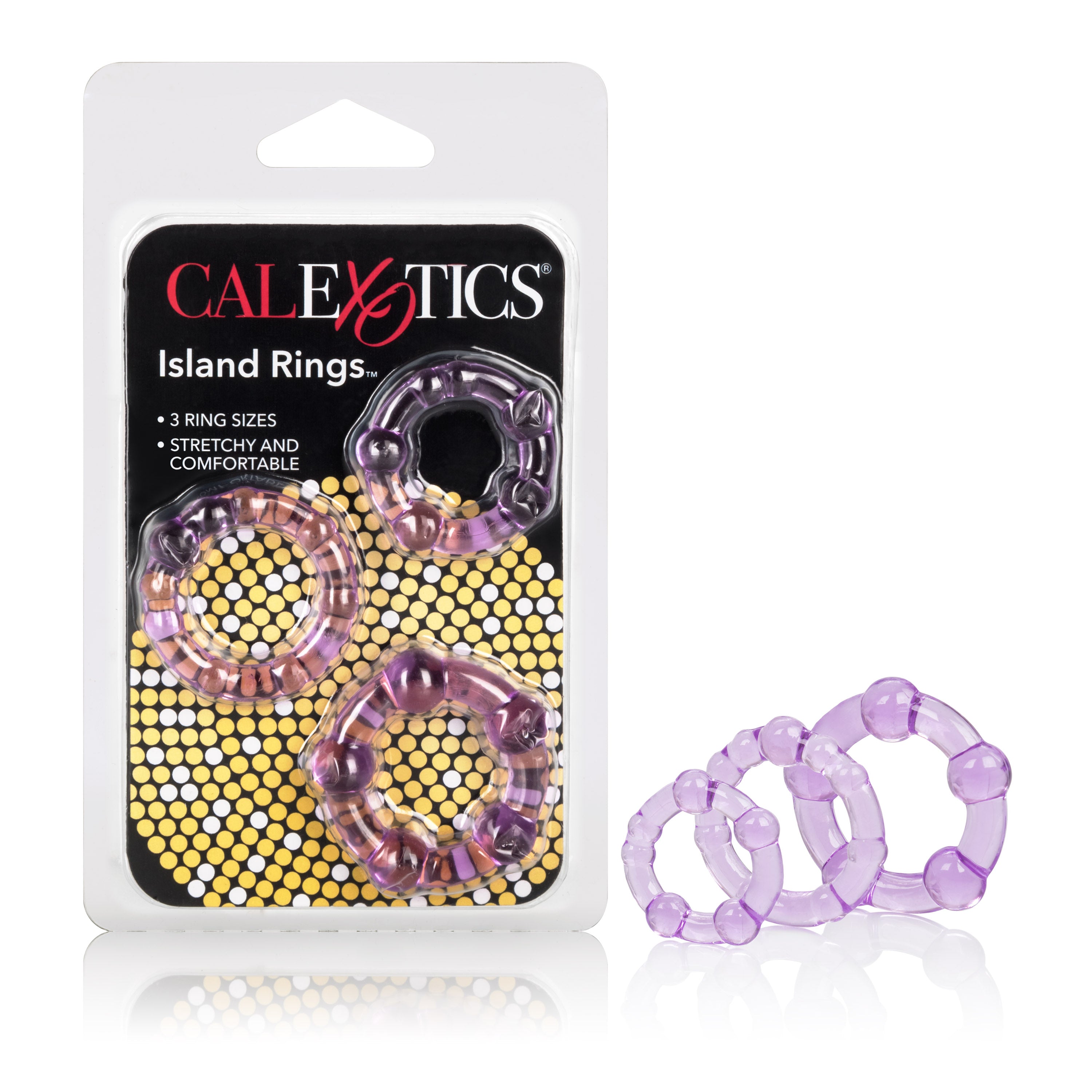 CalExotics Island Rings Purple Stretchy Cock Rings Set with Small Medium and Large Sizes COCK RING Set