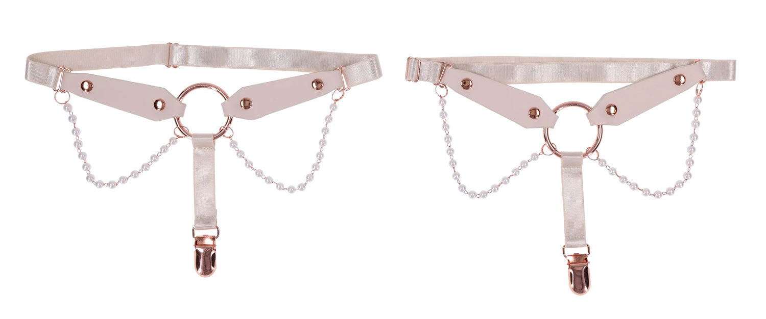 Peaches N Creame Pearl Garters (Peach) – Elegant Garters Secondary image