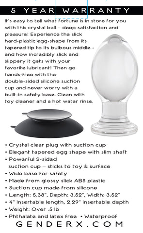 Gender X Crystal Ball - Glass Butt Plug with Suction Base 10.1cm > Sex Toys > Glass