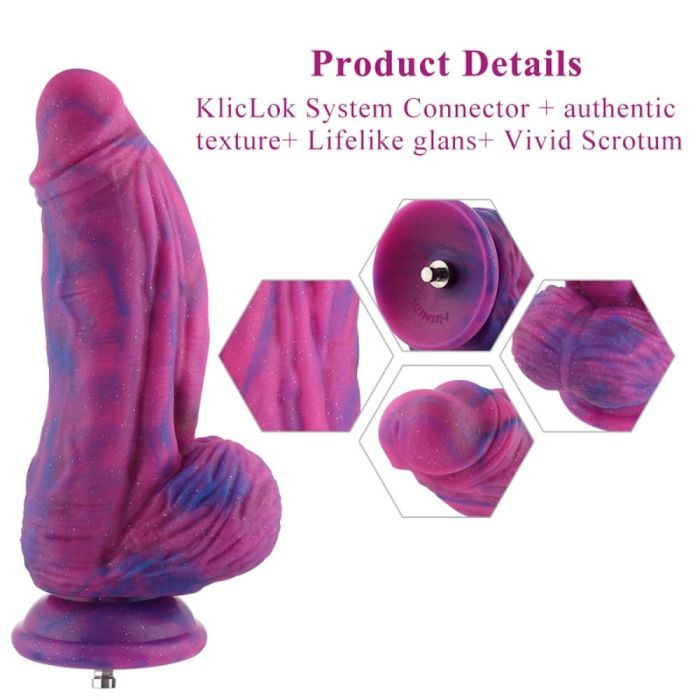 HiSmith - 9.5" Silicone Purple and Blue Monster Dildo (KlicLok) Fantasy Dongs