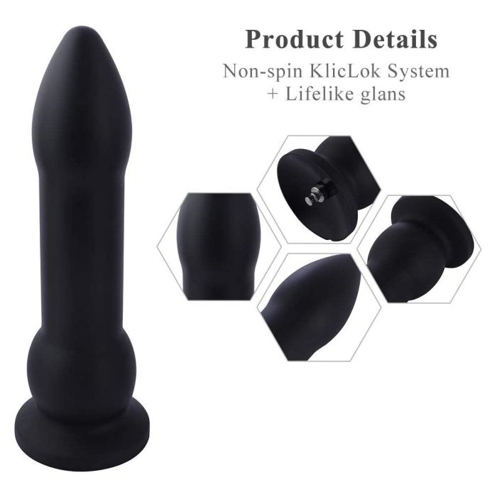 Hismith - 10.43in Silicone Black Bullet (KlicLok) Sex Machine Attachments