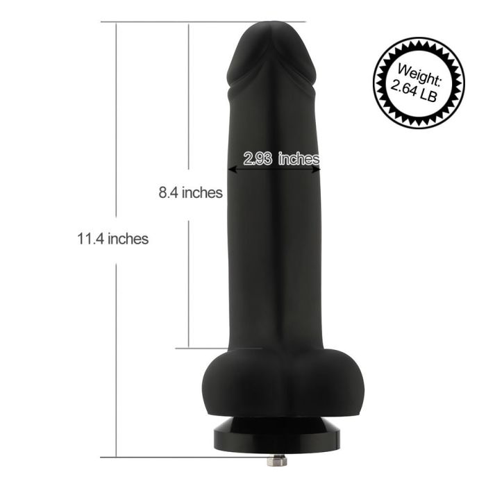 HiSmith - 11.4" Smooth Black Silicone Dildo (KlicLok) Sex Machine Attachments