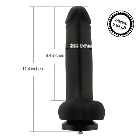 HiSmith - 11.4" Smooth Black Silicone Dildo (KlicLok) Sex Machine Attachments