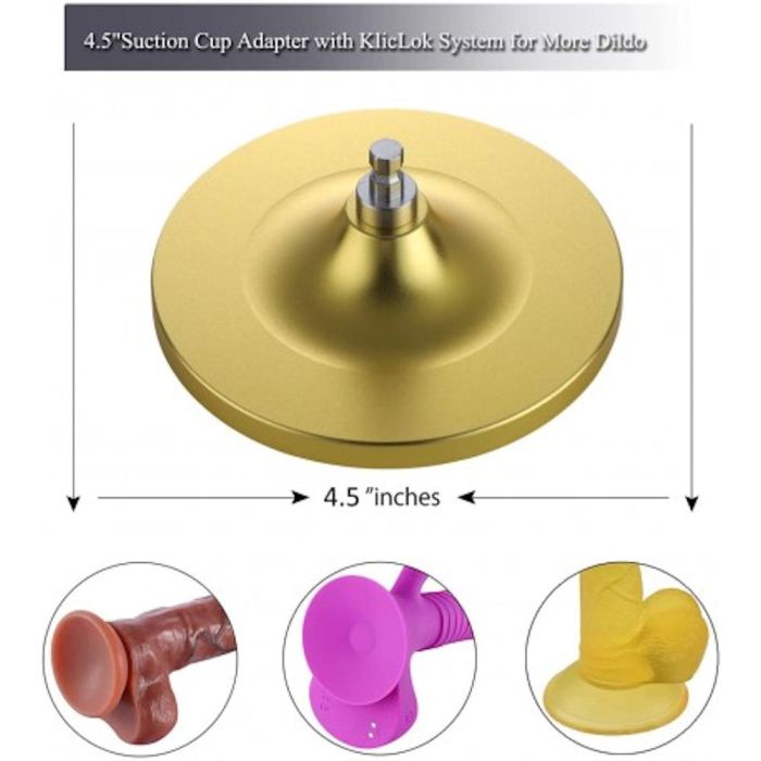 Hismith 4.5in Gold Suction Cup Adapter for KlicLok System Sex Machine Connectors