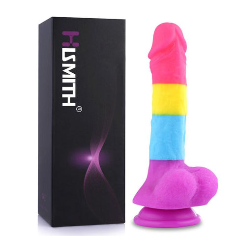 Hismith 8.2in Rainbow Silicone Dildo Fantasy Dongs
