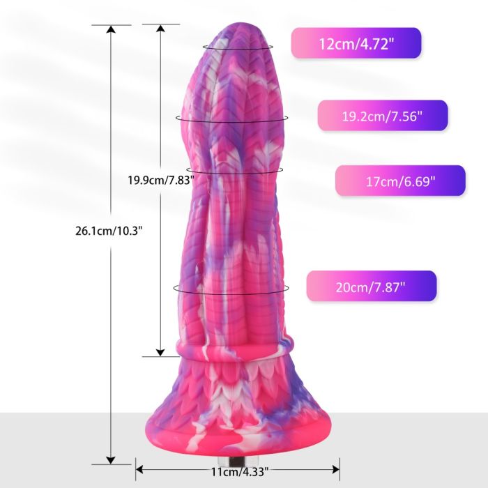 HiSmith - 10.3" Silicone Viper Rose (KlicLok) Sex Machine Attachments