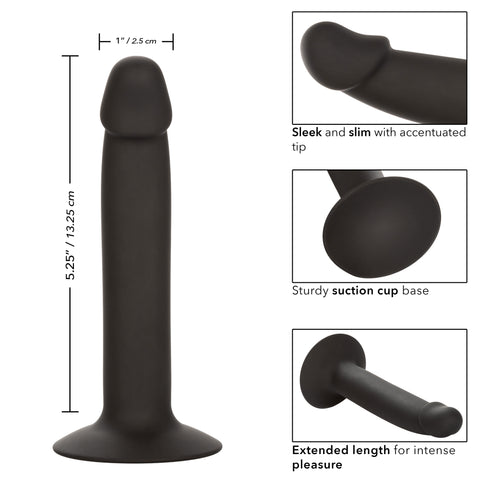 CalExotics Silicone Slim Anal Stud Black Slim Shaft with Suction Cup Base > Anal Range > Butt Plugs