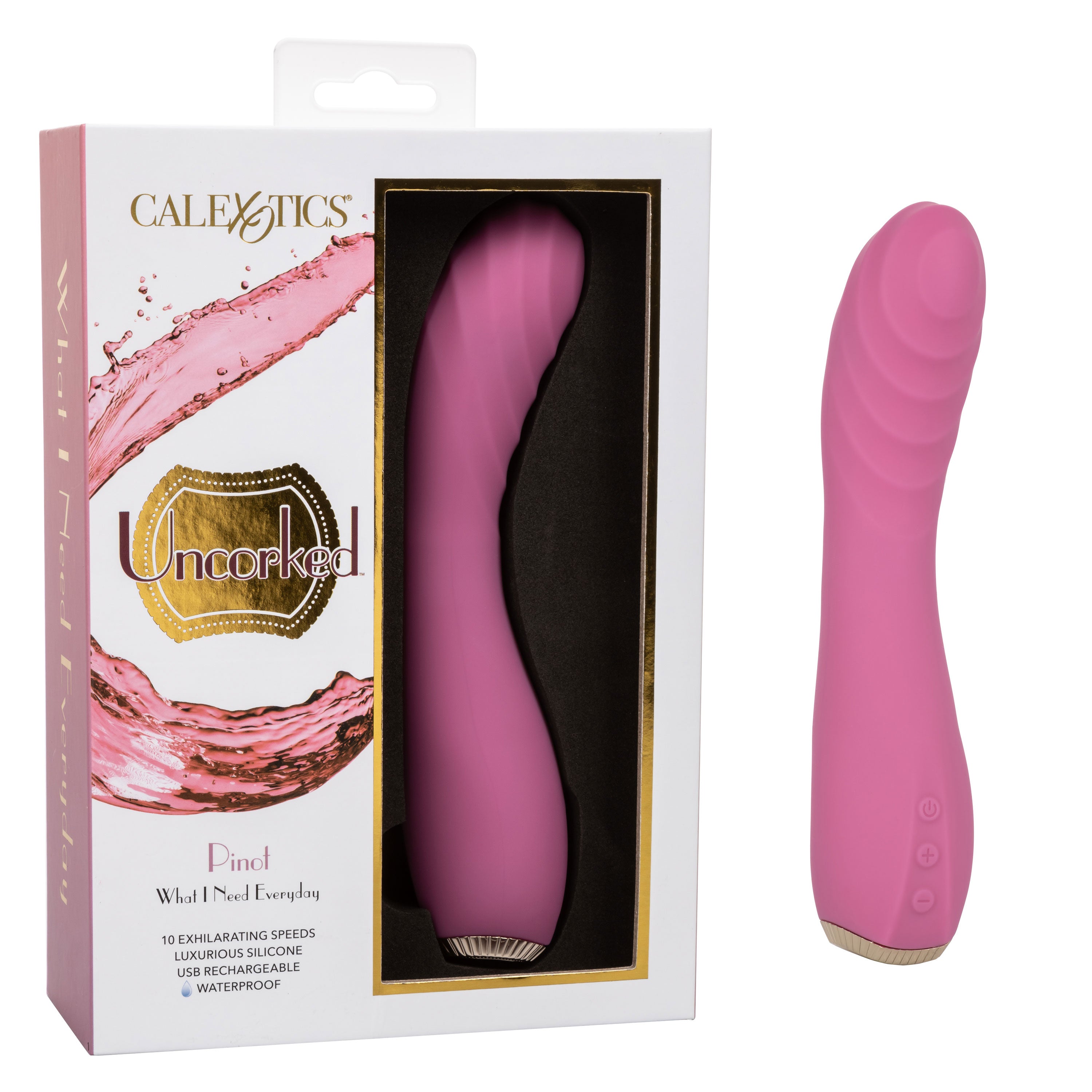 Uncorked Pinot Pink Silicone Massager with 10 Speeds and Rechargeable > Vibrators > Standard Vibrators