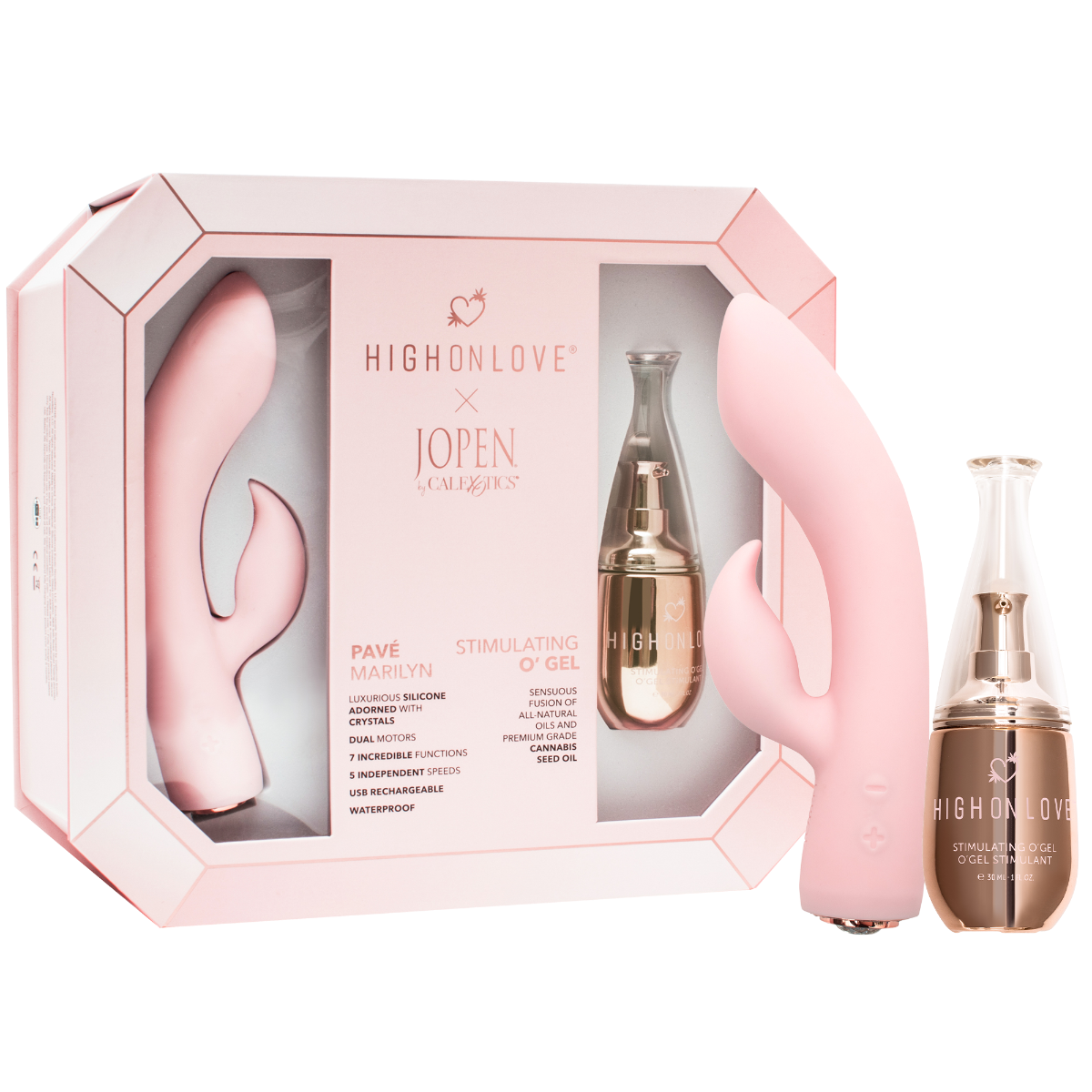 HighOnLove Object of Pleasure Gift Set with Stimulating O Gel and Jopen Dual Stimulator Vibrator > Essentials > Massage Gift Set