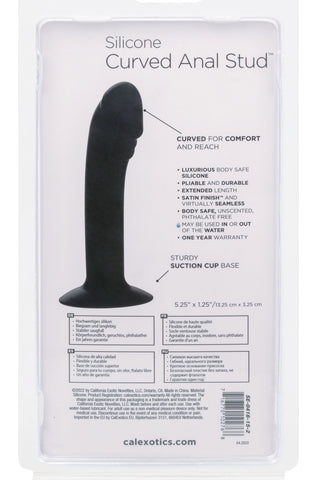 CalExotics Silicone Curved Anal Stud Black Smooth Silicone with Suction Cup Base 5 Inch > Anal Range > Butt Plugs