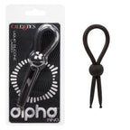 Alpha Liquid Silicone Lasso Ring Black Adjustable Size Stretchy Enhancer Black > Cock Ring > Adjustable