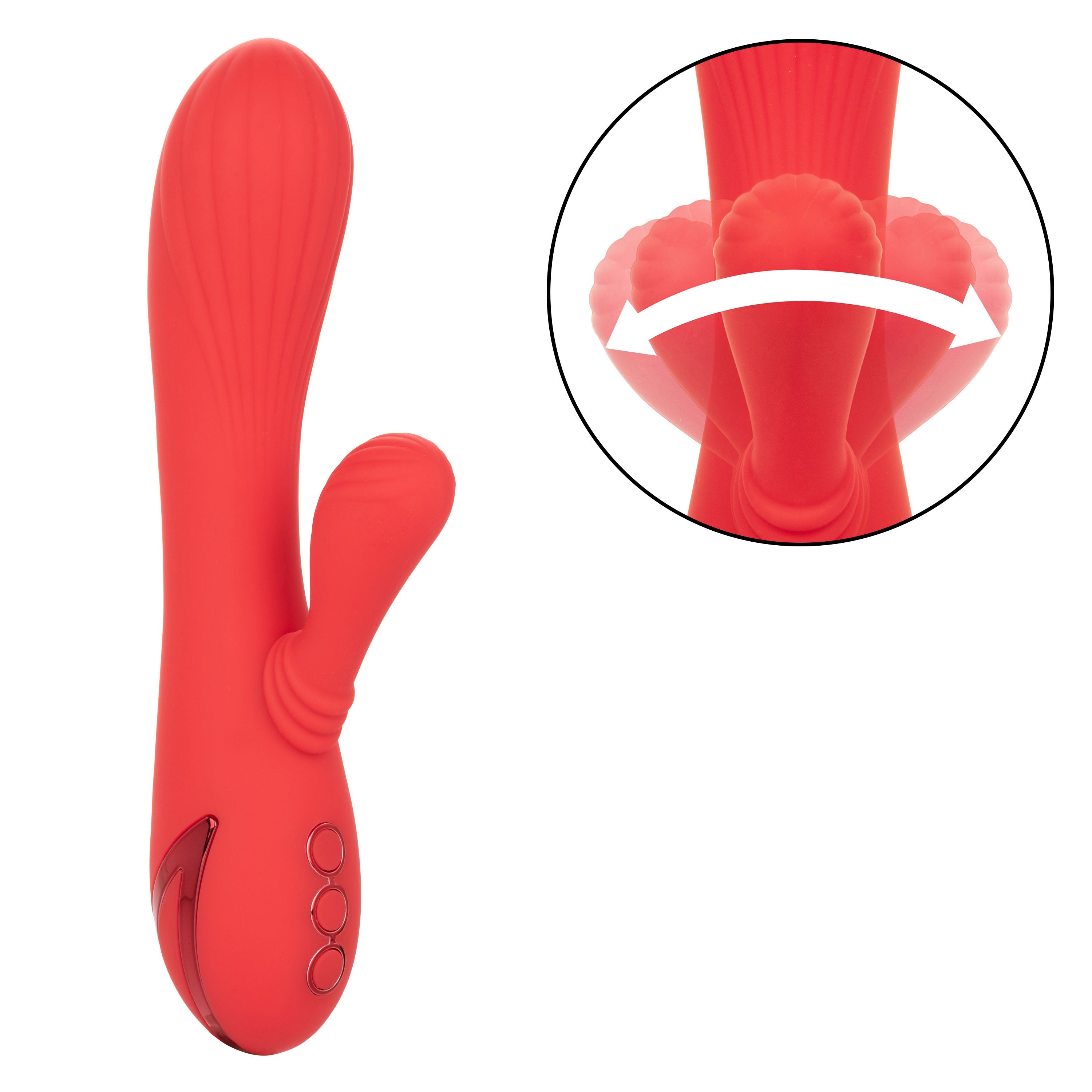California Dreaming Palisades Passion Red Silicone Heated Massager with Swinging Teaser and Triple Motor Vibrations > Vibrators > Ladies > Rabbit