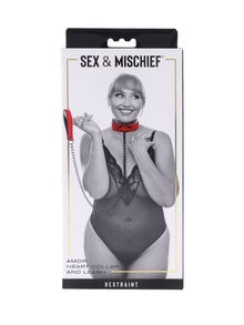 S&M Amor Heart Collar and Leash (Red) – Luxury Collar and Leash Set > Bondage Gear > Collars & Leashes