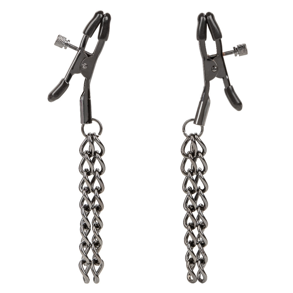 Euphoria Collection Black Chain Adjustable Nipple Clamps with Soft Pads > Sex Toys > Nipple Clamps Main image