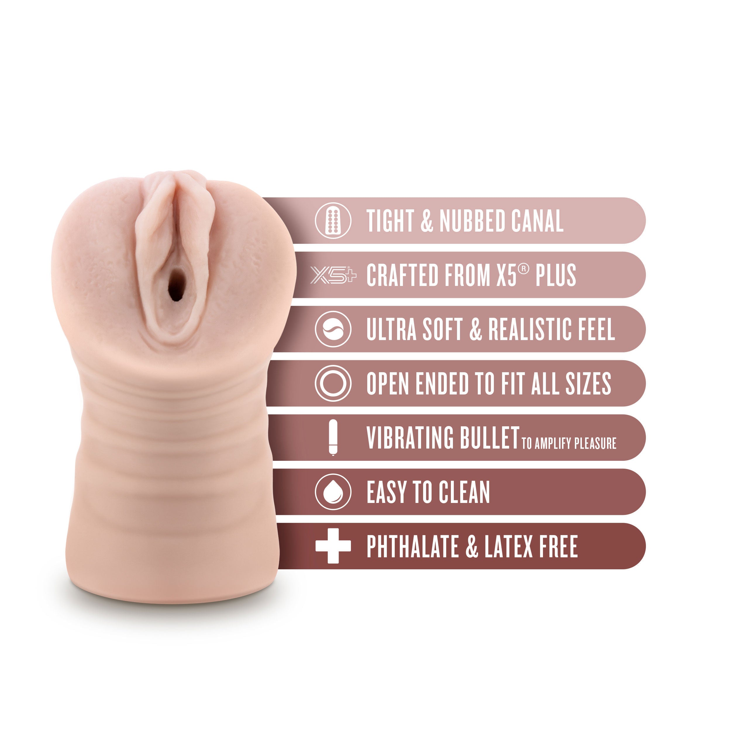 Enlust Ayumi Beige Vibrating Male Stroker with Ultra-Soft Feel Beige > Sex Toys For Men > Masturbators > Vibrating