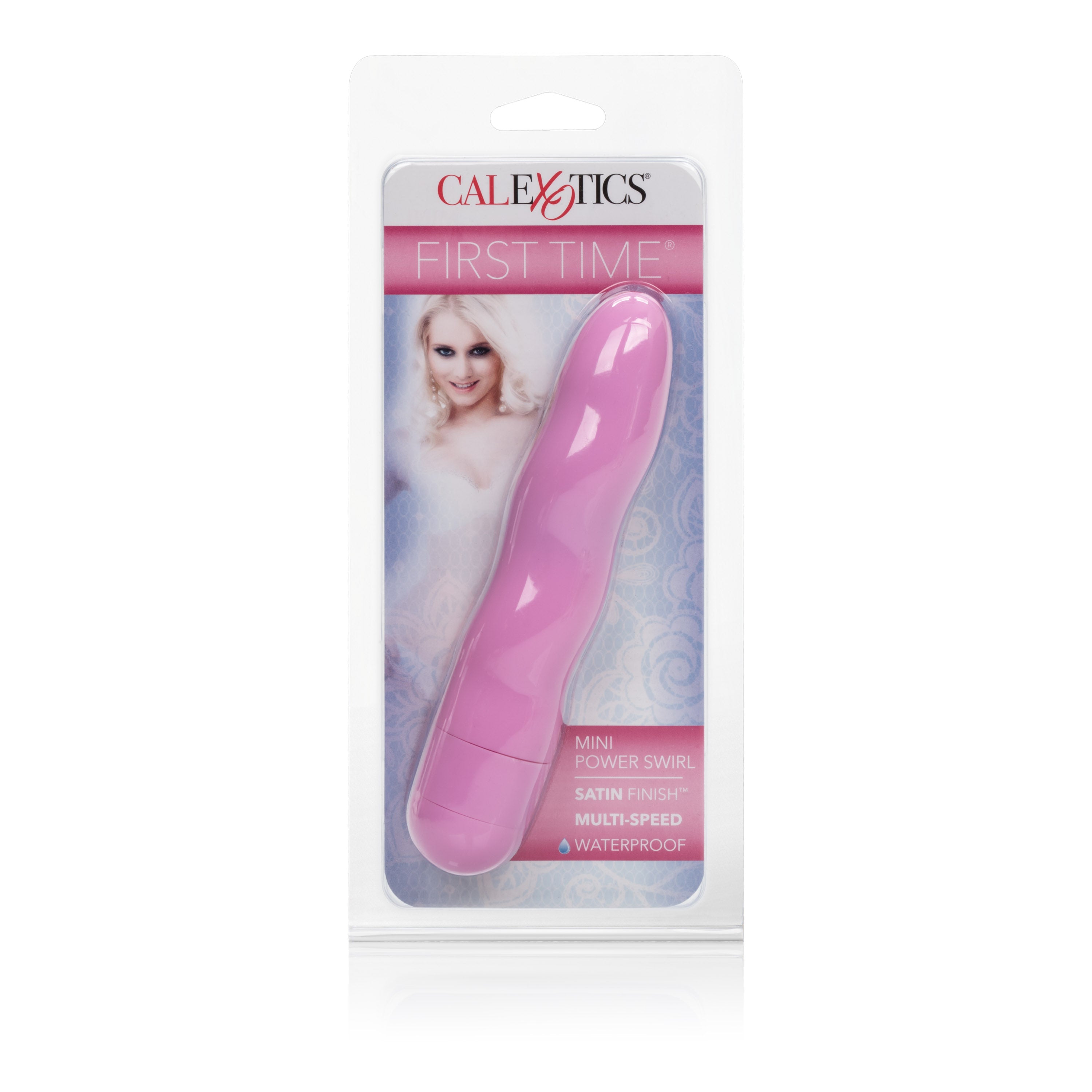 First Time Mini Power Swirl Pink Satin Finish Waterproof Intimate Stimulator 4.5 Inch BULLETS