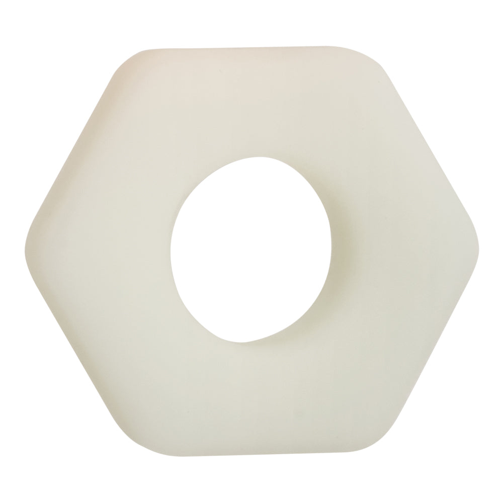 Alpha Glow-In-The-Dark Liquid Silicone Prolong Sexagon Ring White Medium > Cock Ring > Single