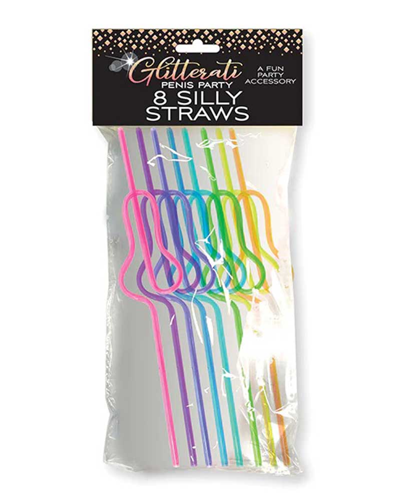 Glitterati Penis Silly Straws Set of 8 Reusable Party Straws > Novelties > Party Supplies