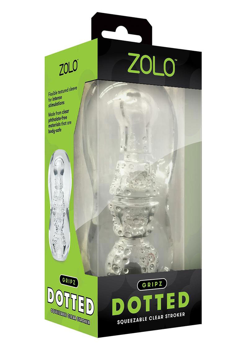 Zolo Gripz Dotted Clear – Squeezable Stroker Clear > Sex Toys For Men > Masturbators > Manual