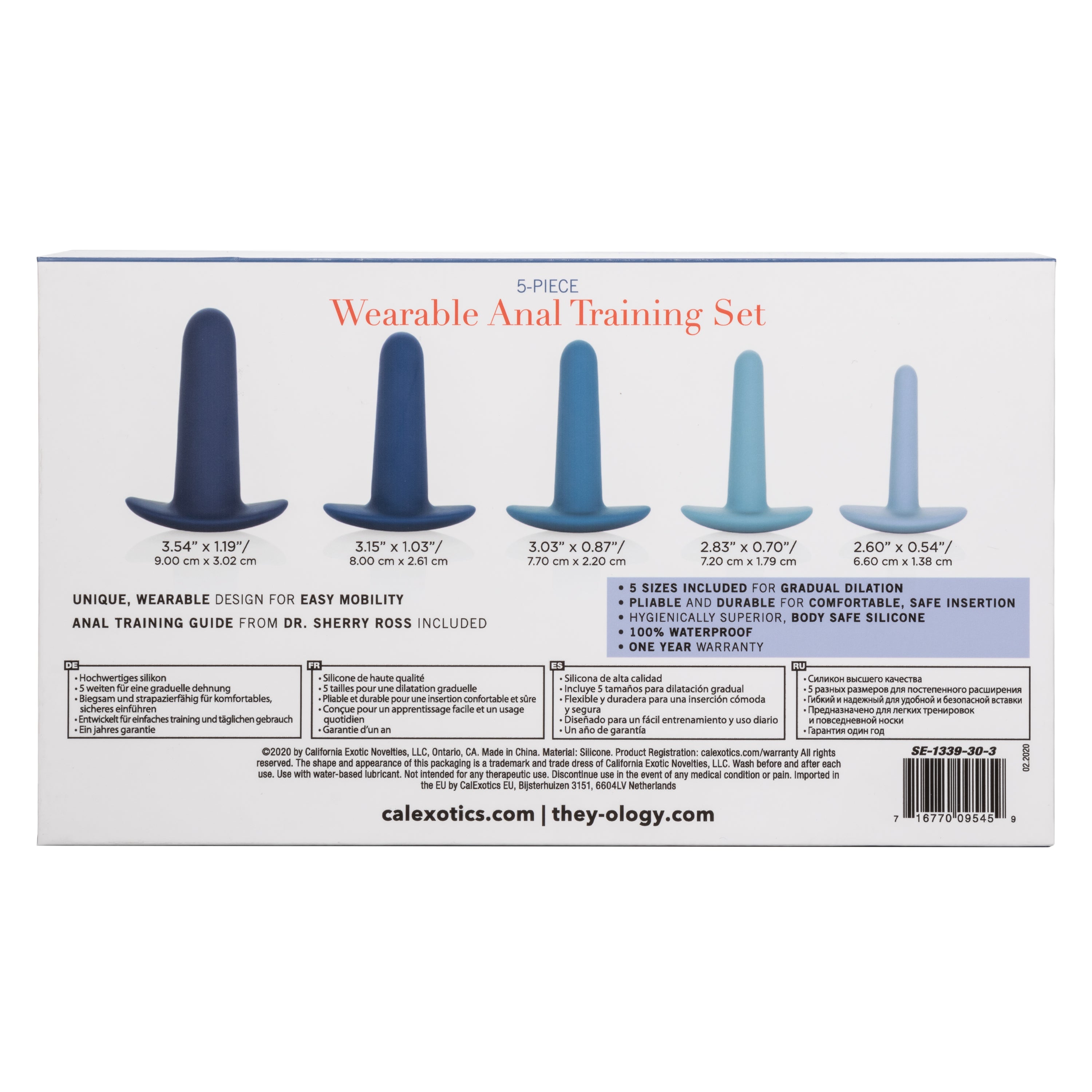 They-Ology 5-Piece Wearable Anal Training Set in Gradient Blue Silicone with Graduated Sizes > Anal Range > Butt Plug Kits