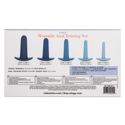 They-Ology 5-Piece Wearable Anal Training Set in Gradient Blue Silicone with Graduated Sizes > Anal Range > Butt Plug Kits