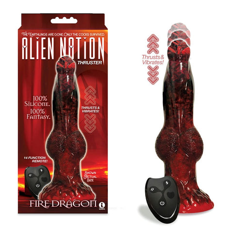 Alien Nation - Fire Dragon - 8 Inch Thrusting Dong Red Fantasy Dongs