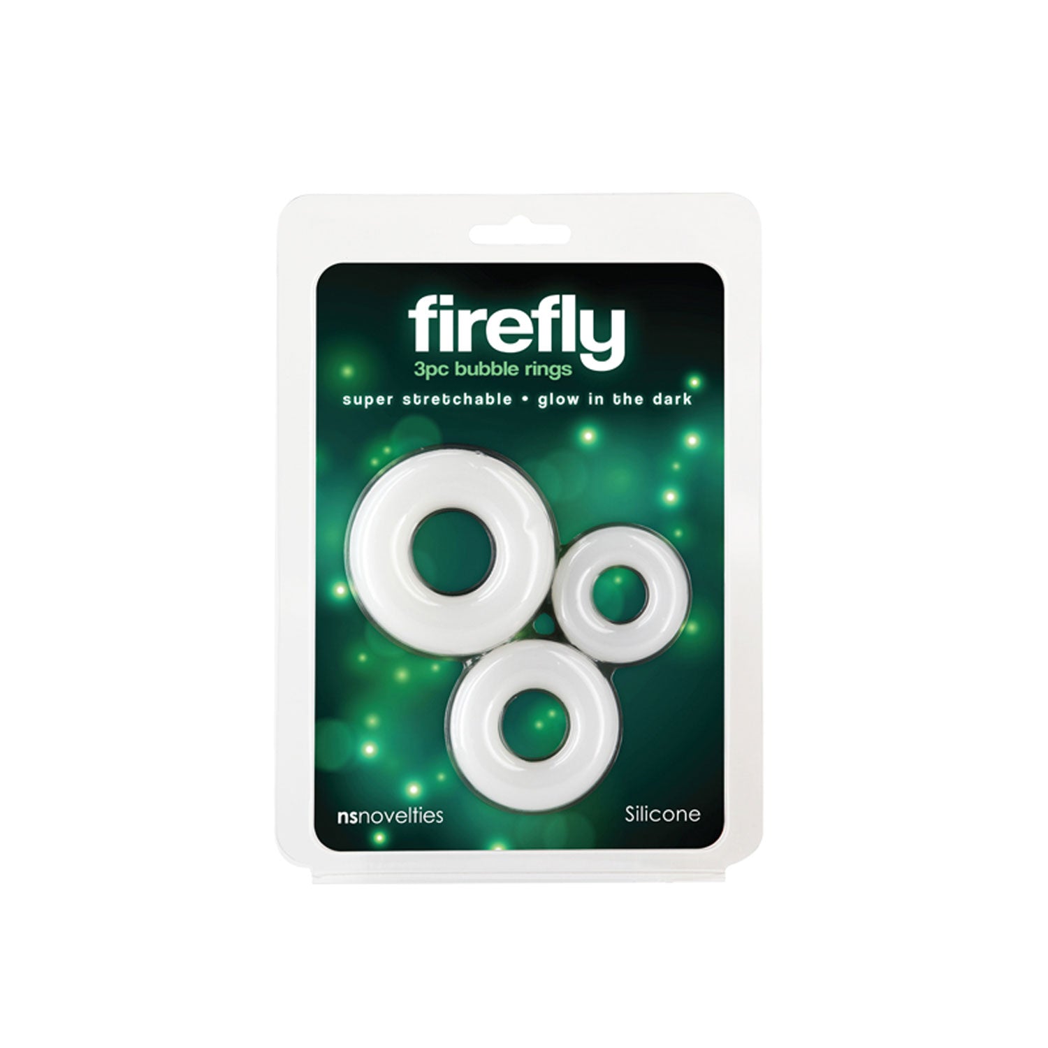 Firefly Bubble Rings Glow in the Dark Cock Rings Set of 3 White > Cock Ring > Sets