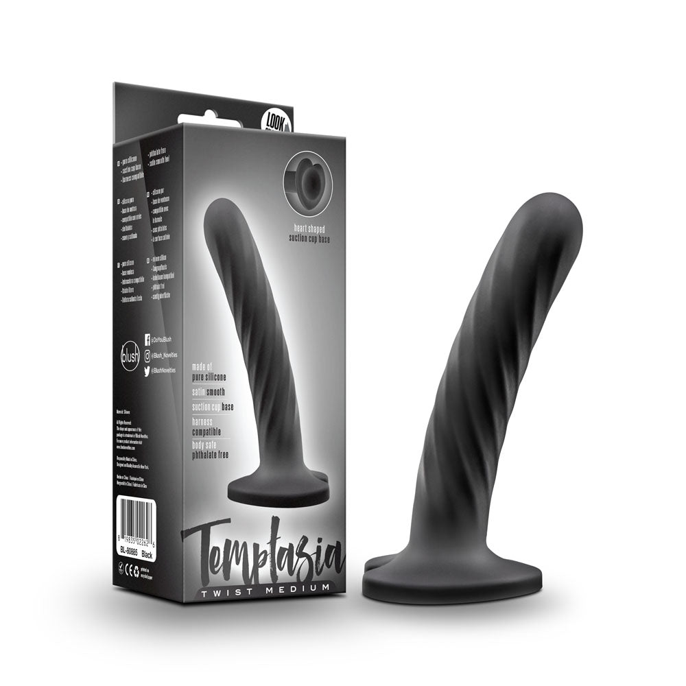 Temptasia Twist Dong - Medium Swirling Texture Black DONGS