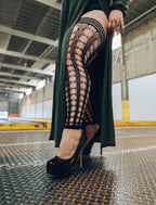 Kixies Jo Black Circle Fishnet Footless Thigh-High Tights > Clothes > Hosiery > Stockings