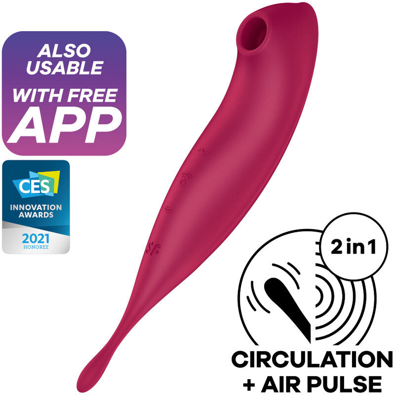 Satisfyer Twirling Pro+ Dark Red Hybrid Air Pulse Vibrator with App Control Secondary image