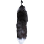 Alive Black and White Fox Tail Plug Large > Anal Range > Tail Butt Plugs