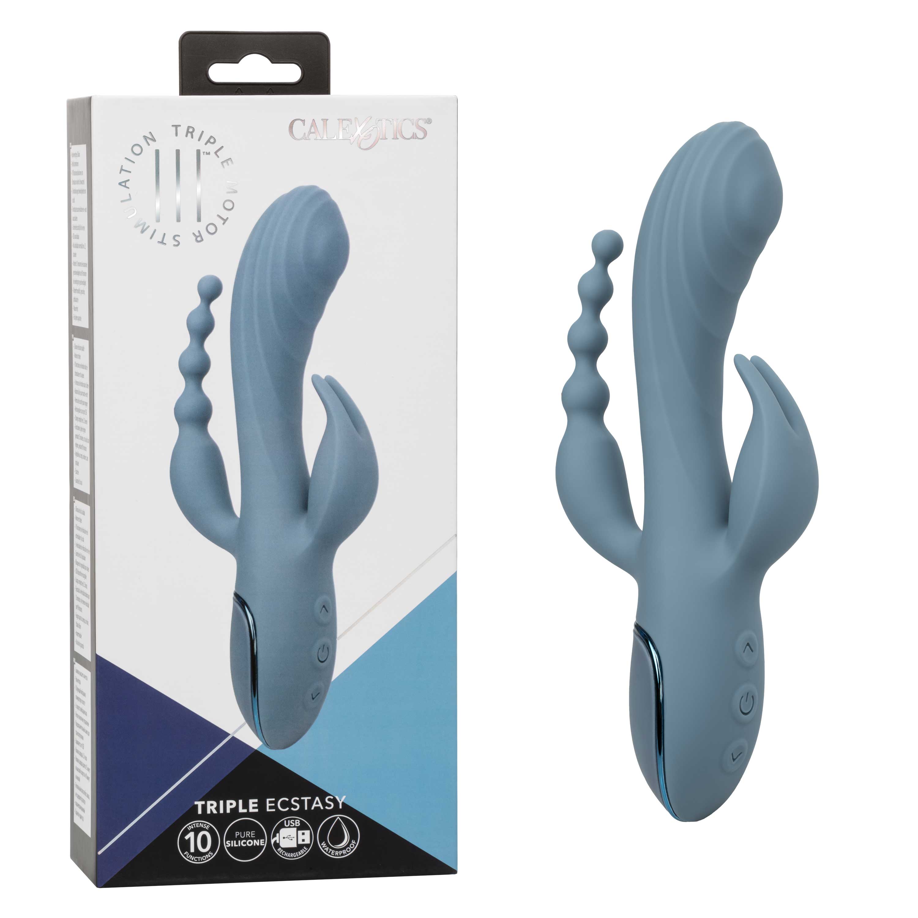 Triple Motor Rechargeable Vibrator Massager With Beaded Tail VIBRATORS-RABBIT