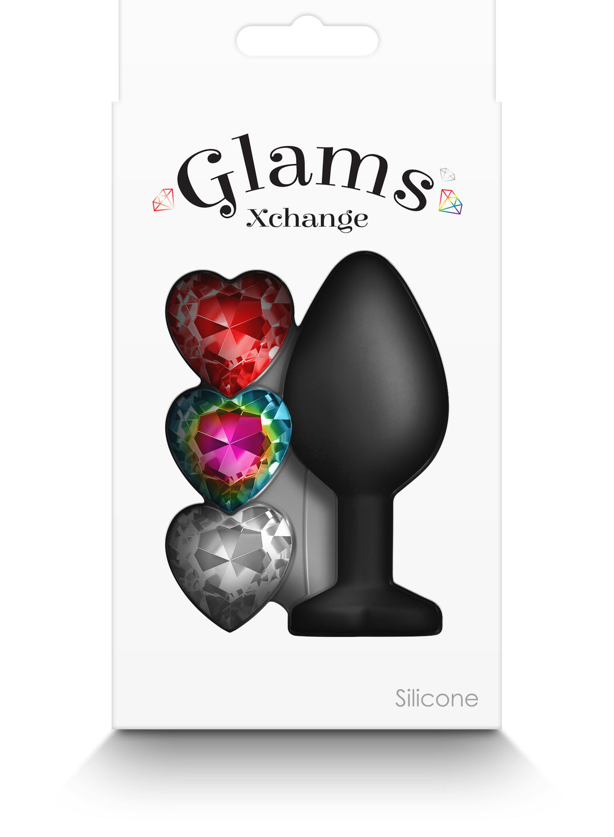 Glams Xchange Heart Medium Butt Plug with Heart Gems (8.1cm) > Anal Range > Jewel Butt Plugs