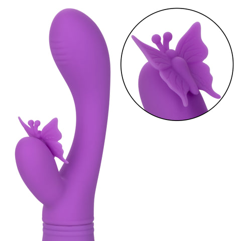 Rechargeable Butterfly Kiss Purple Silicone Vibrator with Motors VIBRATORS-RABBIT