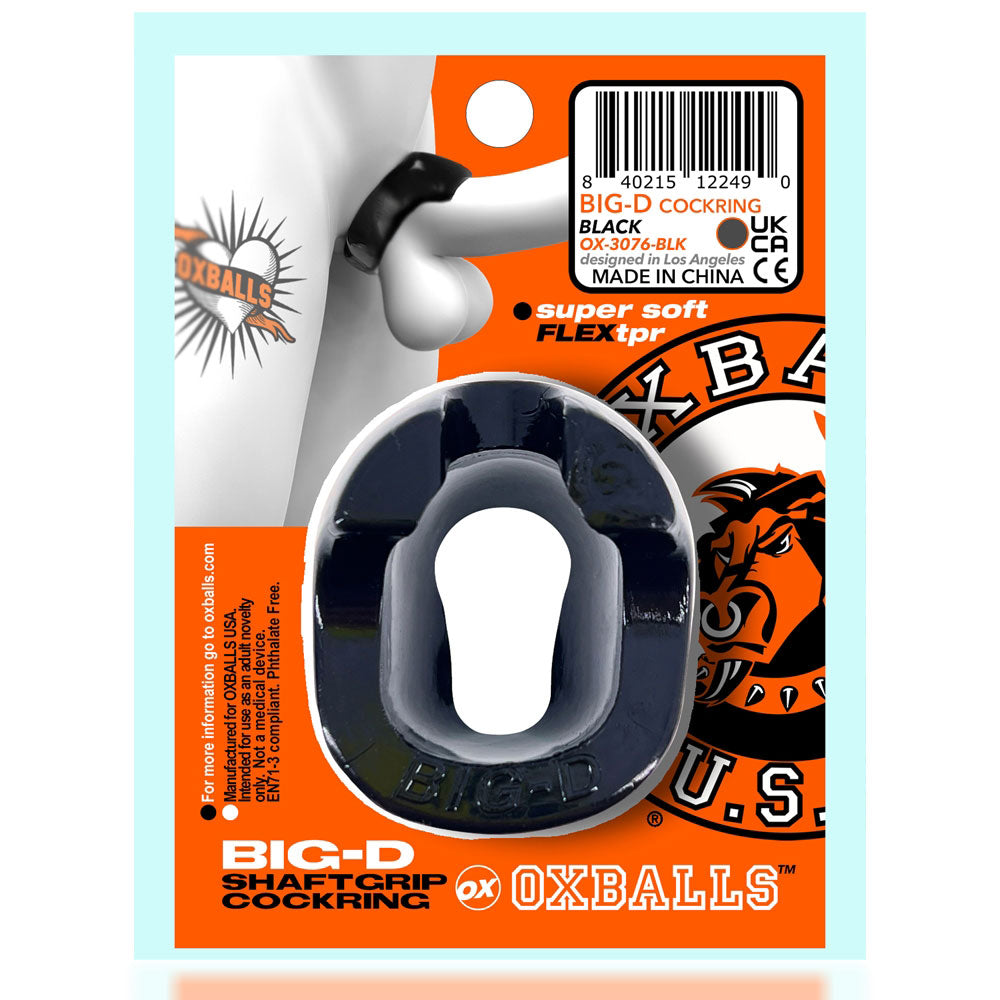Big D Shaft Grip Cock Ring Black Black One Size > Cock Ring > Single