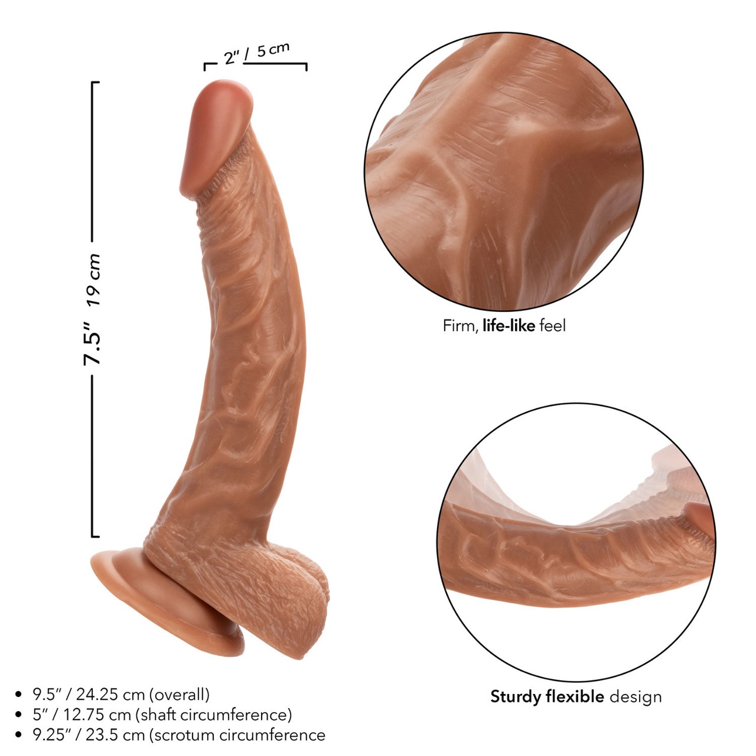 Working Stiff The Personal Trainer Realistic 7.5 Inch Flesh Tone Dildo with Suction Cup Base Brown > Dildos > Realistic Dildos