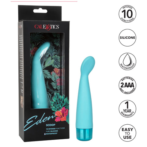Eden Scoop Flexible Blue Silicone Massager with 10 Vibration Functions and Waterproof Design > Vibrators > Finger Vibrators