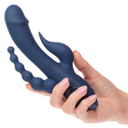 III Triple Orgasm (Blue) – Triple Action Silicone Massager with Vibrating Shaft and Beaded Tail Blue > Vibrators > Ladies > Rabbit Multi