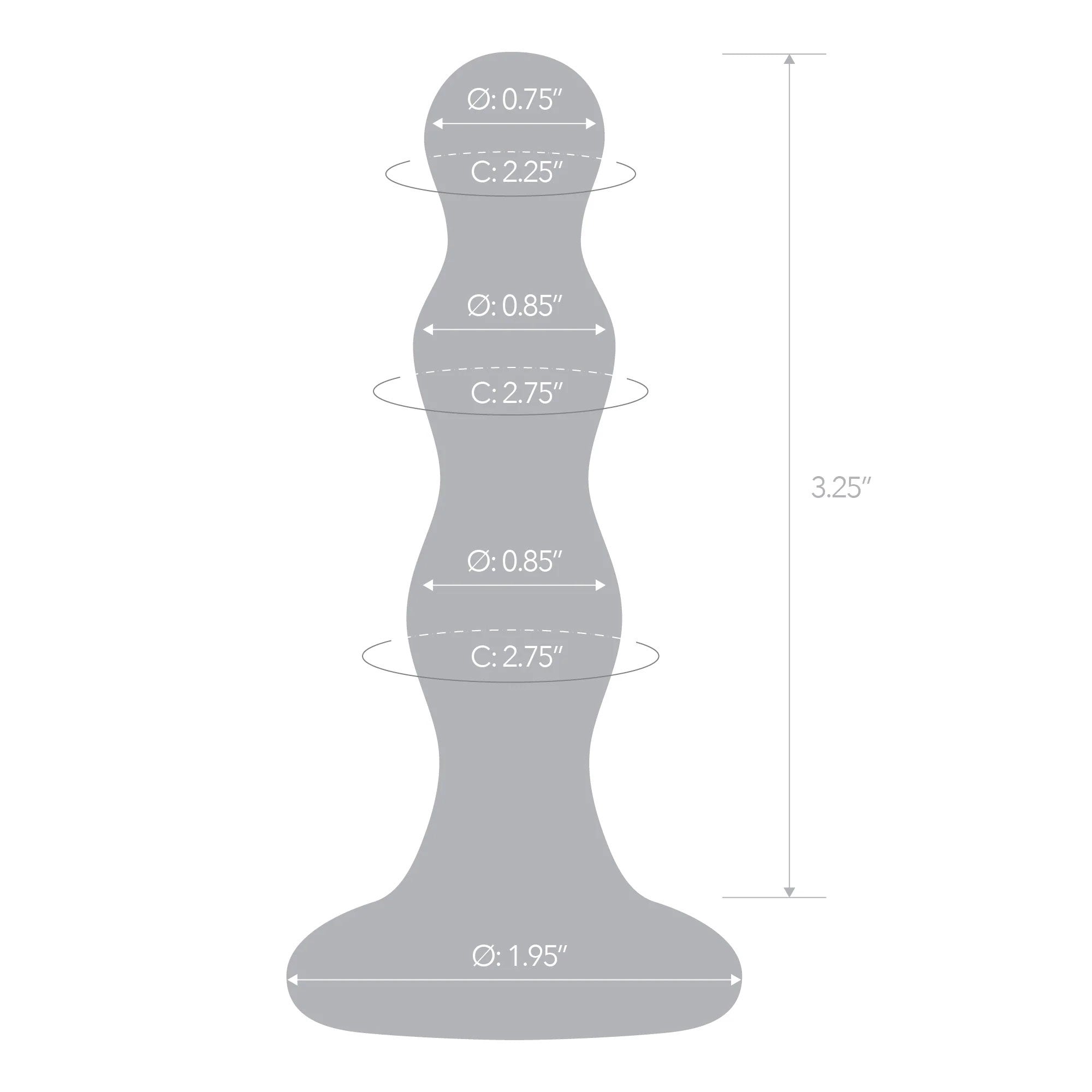 Glas 4 Inch Triple Play Beaded Clear Glass Butt Plug > Glass > Toys