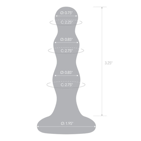 Glas 4 Inch Triple Play Beaded Clear Glass Butt Plug Clear > Glass > Toys