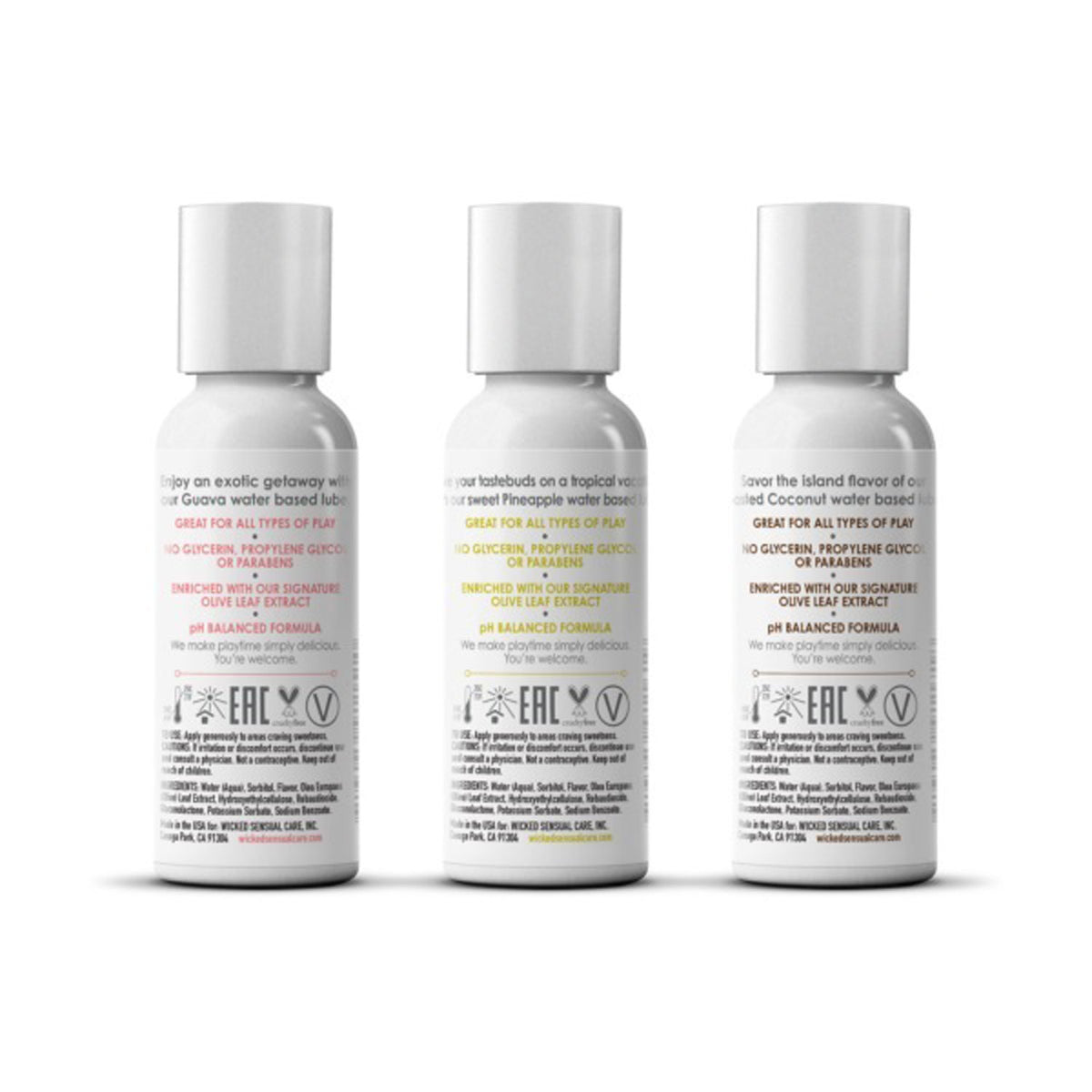 Wicked Simply Tropical Trio 3 x 30ml Flavoured Water Based Lubricants > Lube > Flavoured
