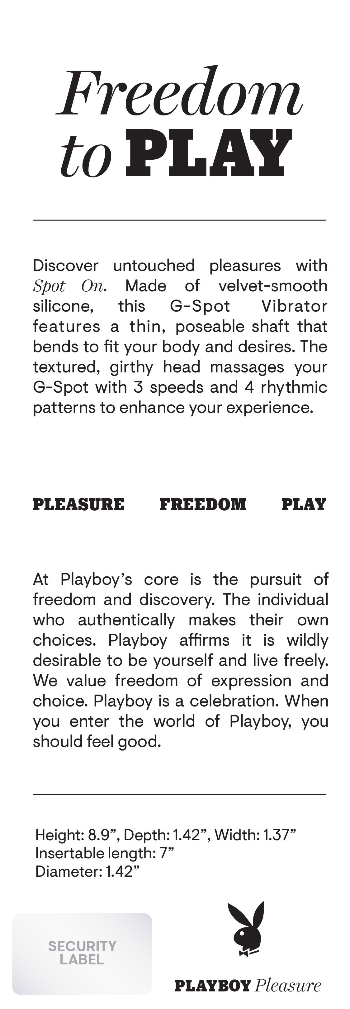 Playboy Pleasure SPOT ON G-Spot Vibrator with 3 Speeds Vibrators - G Spot