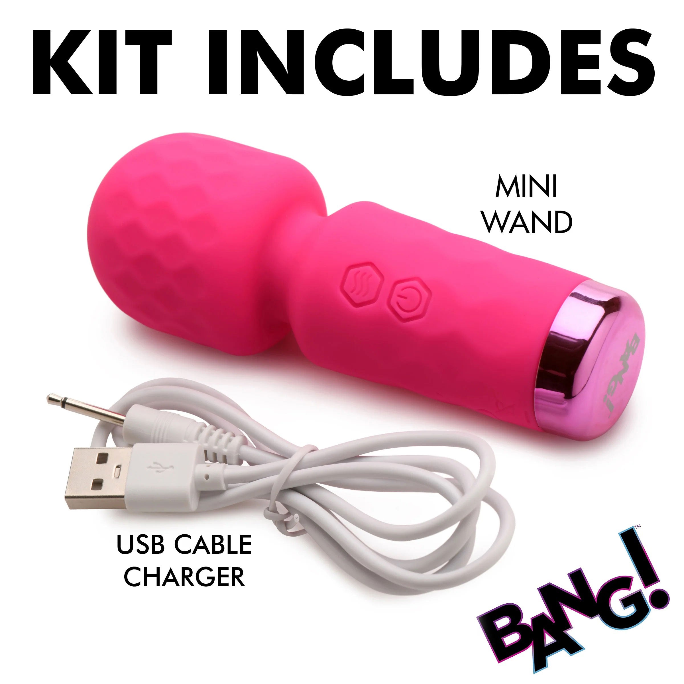 Bang 10X Mini Silicone Wand Pink 4.5 Inch Rechargeable Flexible Neck > Sex Toys For Ladies > Wand Massagers and Attachments