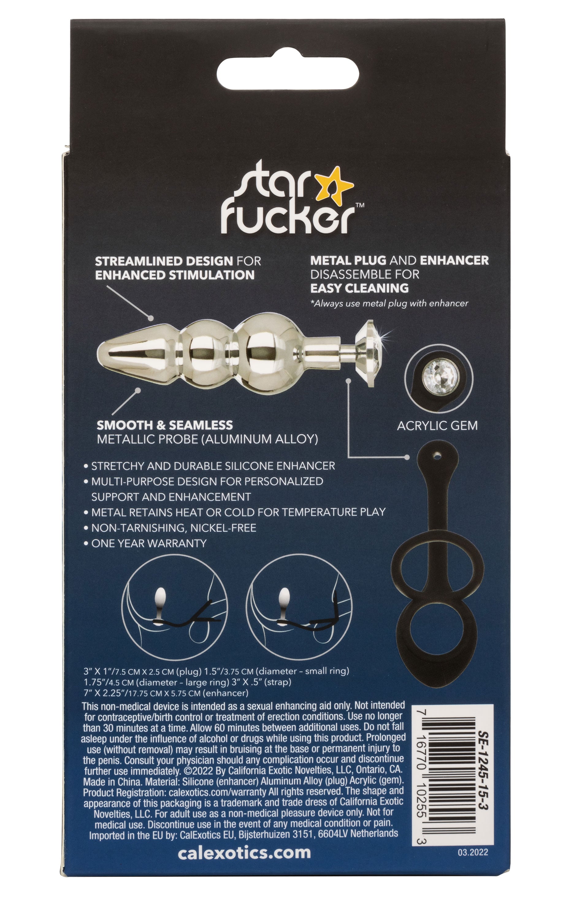 Star Fucker Beaded Plug With Stretchy Black Silicone Dual Enhancer and Silver Metal Probe 1998 > Anal Range > Prostate Plugs